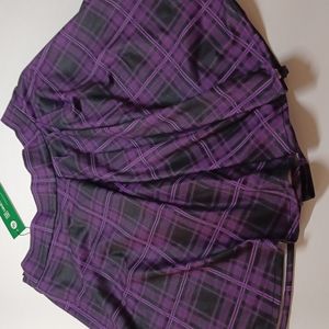 Urban coco small purple and black plaid pleated ultra mini skirt high waist